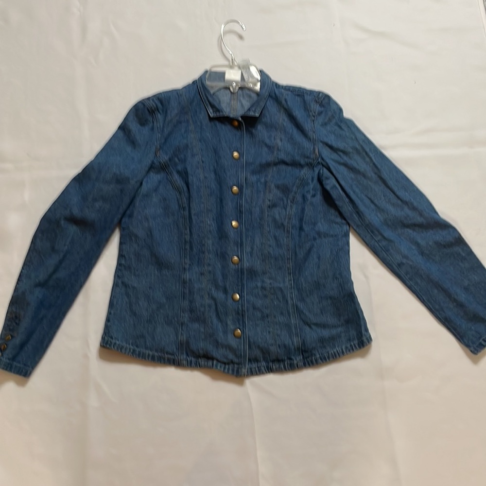 Basic Denim Lightweight Jean Button Snap Blue Jac… - image 6